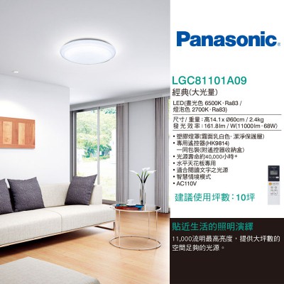 Panasonic 68W LED遙控吸頂燈  經典大光暈 LGC81101A09_文案01