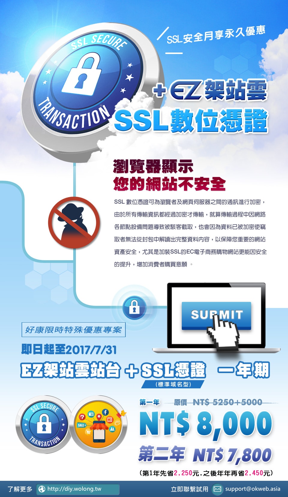SSL安全月_一年期優惠方案(架站服務 SSL安全憑證)