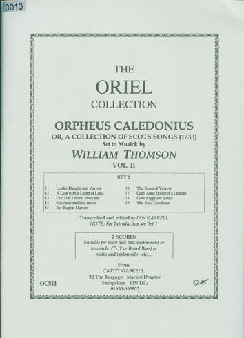 ORPHEUS CALEDONIUS OR, A COLLECTION OF SCOTS SONGS