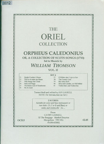 ORPHEUS CALEDONIUS OR, A COLLECTION OF SCOTS SONGS