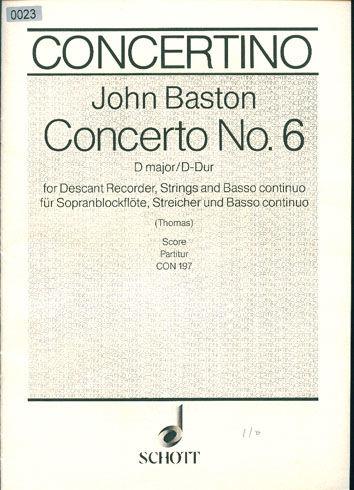 Concerto No. 6 D Major (1R)(S)