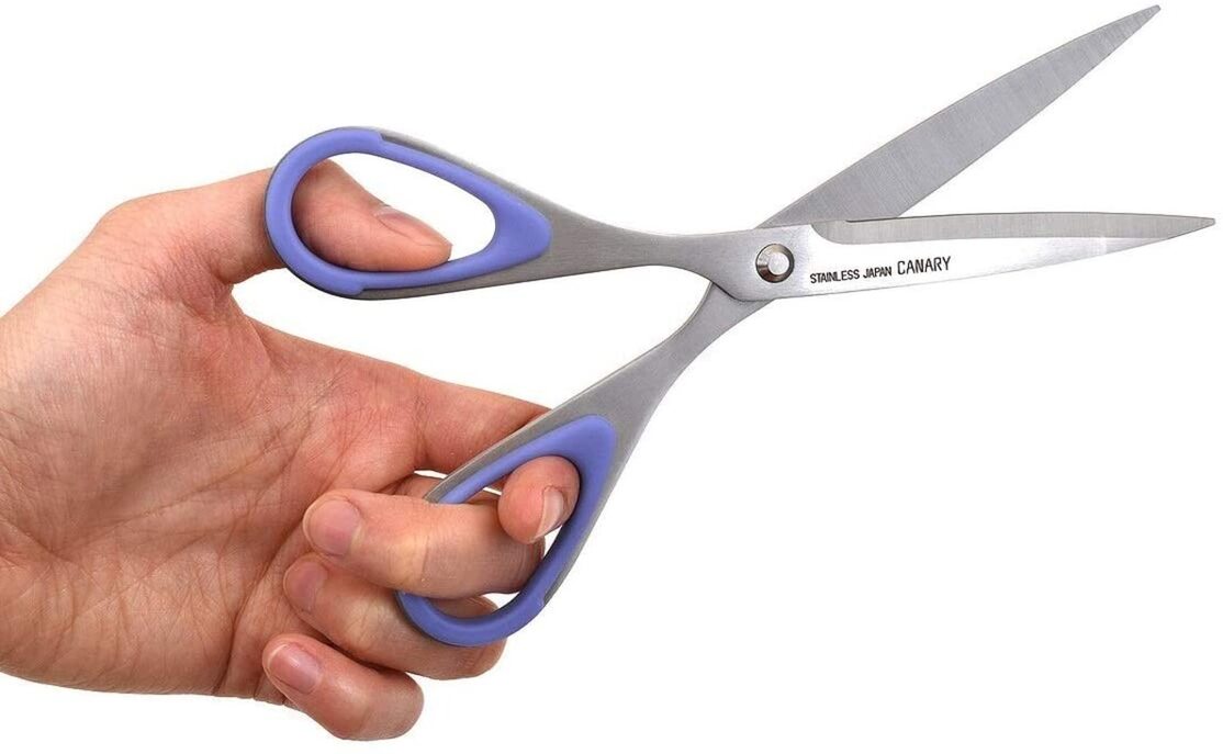 CANARY Left Handed Scissors Adult For Office, All Metal Japanese Stainless Steel Blade, Multi Purpose Left Hand Paper Scissors for Lefty, Made in JAPAN