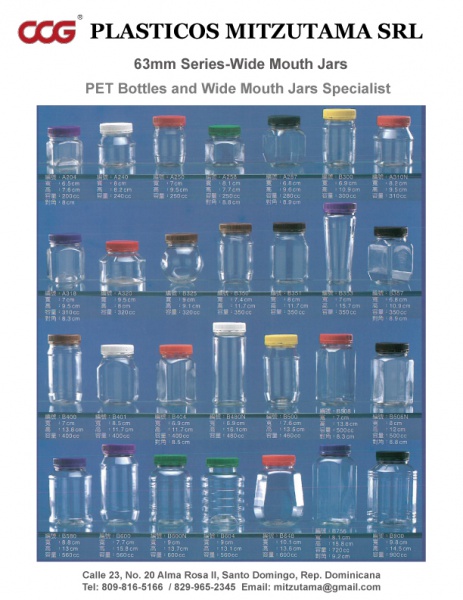 PET 63mm mouthwide jars